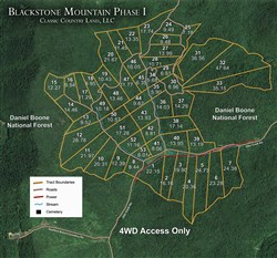 tract layout map for Blackstone Mountain Tract 20, 21.67 acres for sale in Clay County, Kentucky