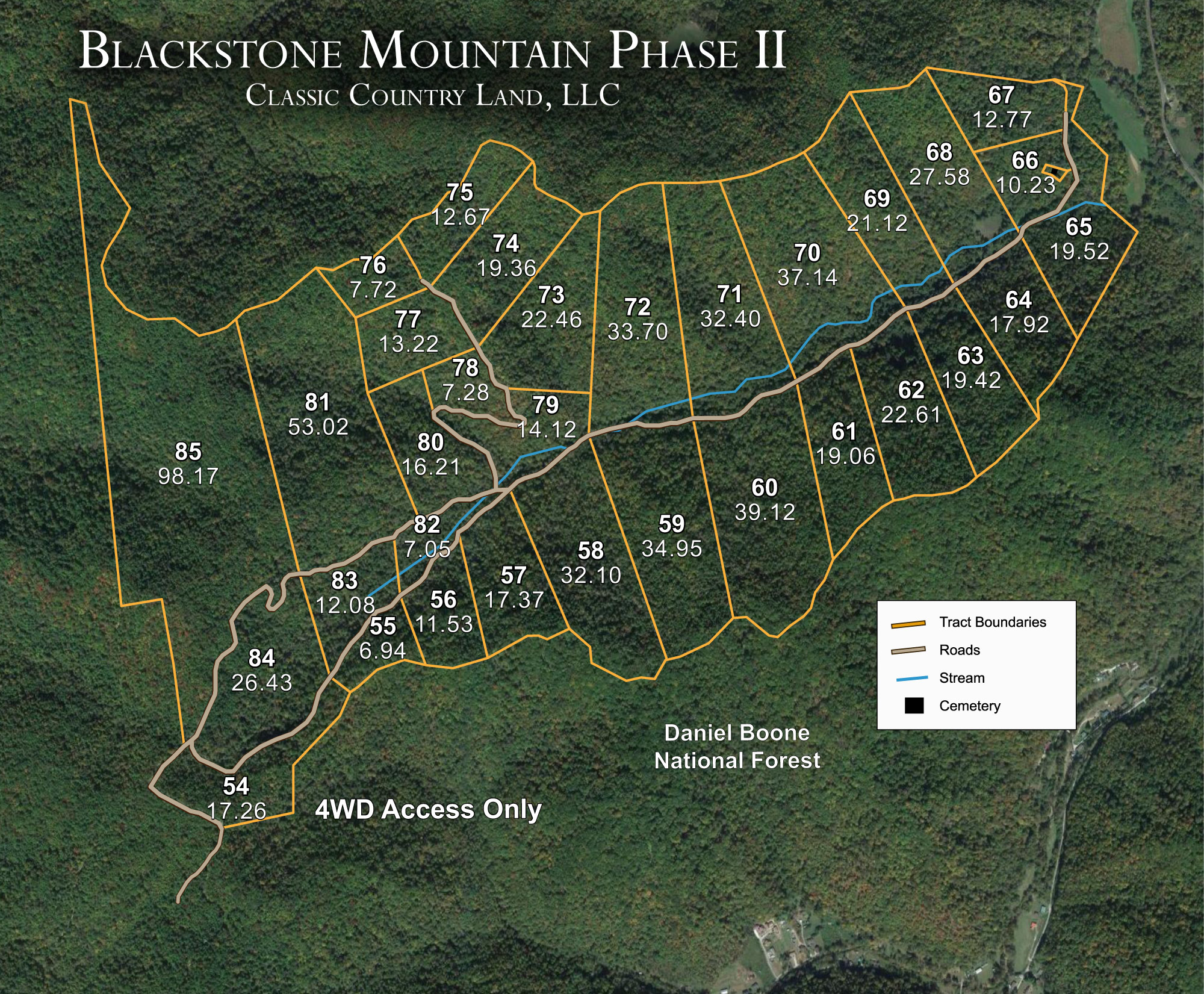 Plat map for Blackstone Mountain Phase II in Clay County, Kentucky