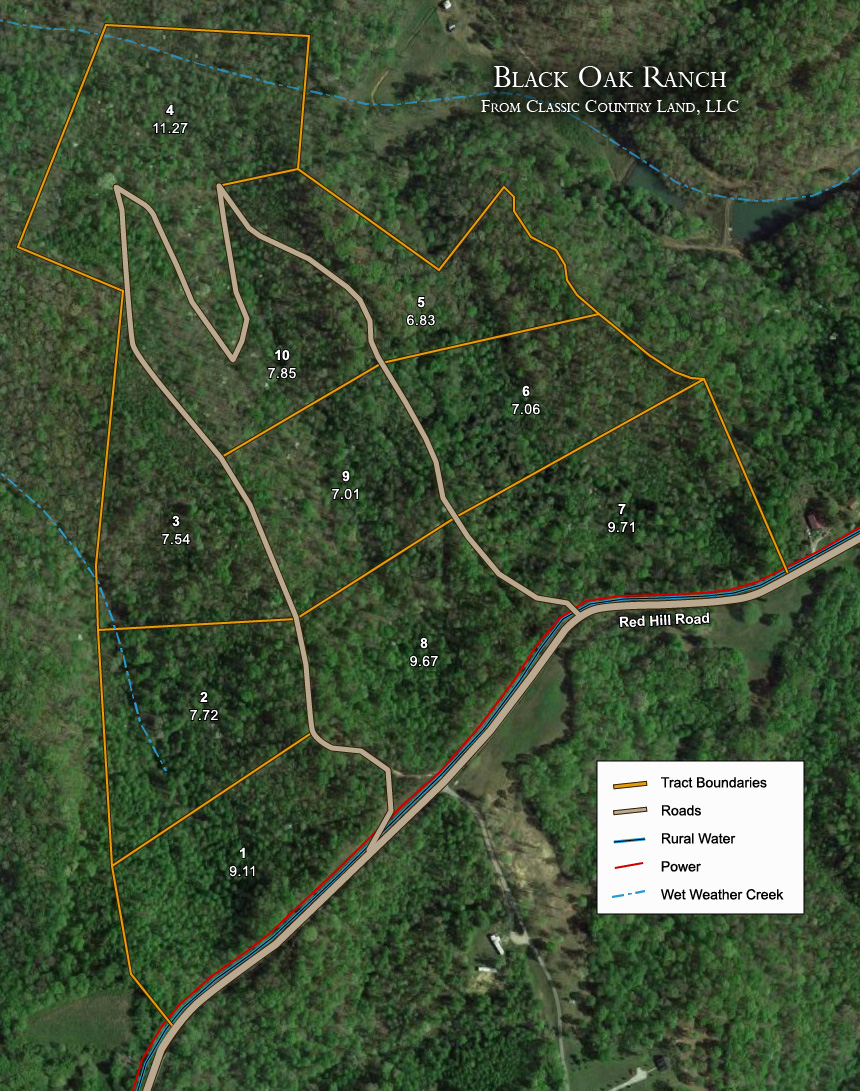 Plat map for Black Oak Ranch in Rockcastle County, Kentucky
