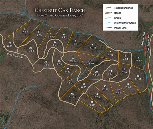 Tract layout map for Chestnut Oak Ridge Tract 18 in Rockcastle County, Kentucky