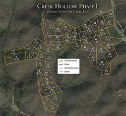 tract layout map for Creek Hollow Phase I Tract 18, 5.47 acres for sale in Rockcastle County, Kentucky