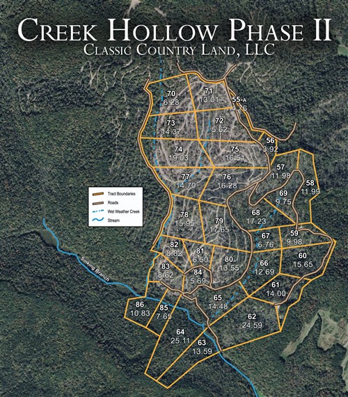 Tract layout map for Creek Hollow Phase II Tract 82 in Rockcastle County, Kentucky