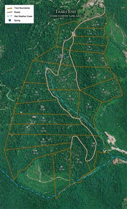 tract layout map for Trails End Tract 20, 12.54 acres for sale in Rockcastle County, Kentucky