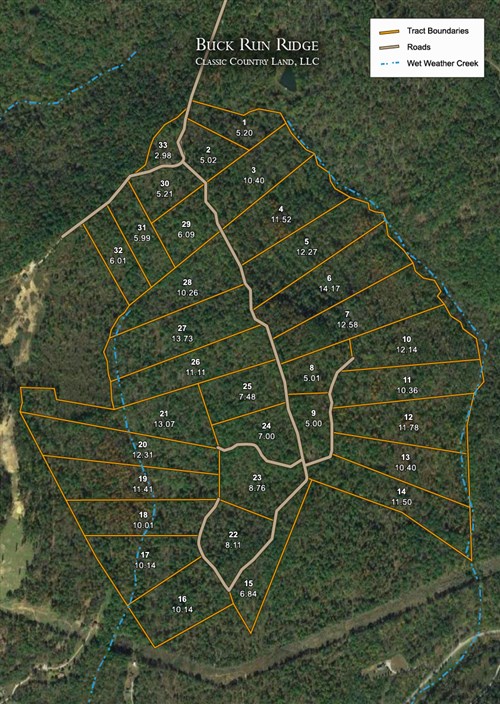 Tract layout map for Buck Run Ridge Tract 21 in Wayne County, Kentucky