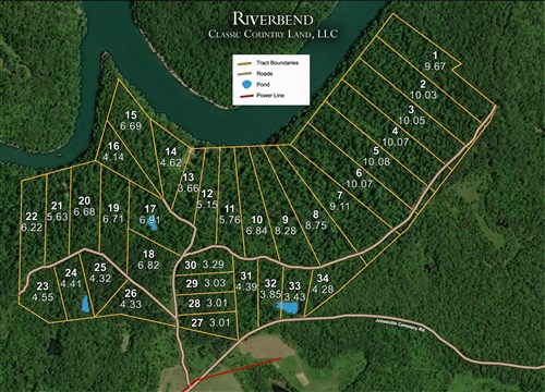 Tract layout map for Riverbend Tract 13 in Wayne County, Kentucky