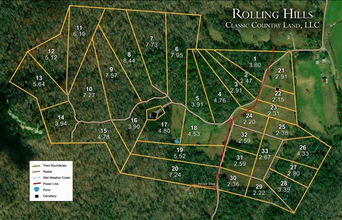 Tract layout map for Rolling Hills Tract 10 in Wayne County, Kentucky